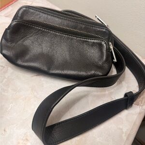 COS Black Leather Crossbody Belt Bag